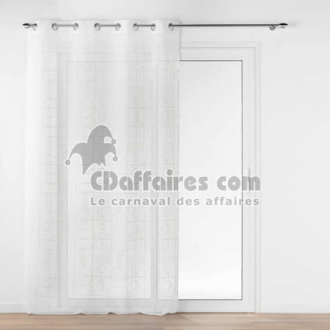 Voilage a oeillets 140 x 240 cm voile sabl&eacute; brod&eacute; metallis&eacute; Odessa Or