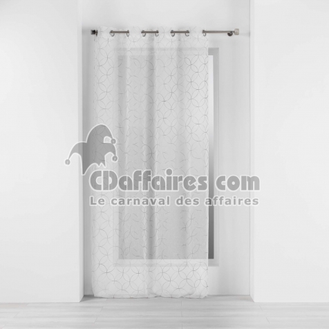 Voilage a oeillets 140 x 240 cm voile sabl&eacute; brod&eacute; Olympia Gris