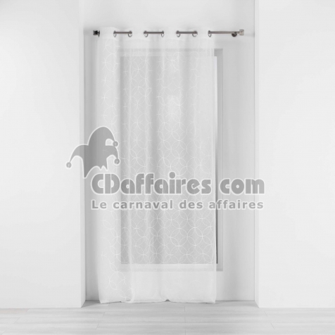Voilage a oeillets 140 x 240 cm voile sabl&eacute; brod&eacute; Olyympia Blanc