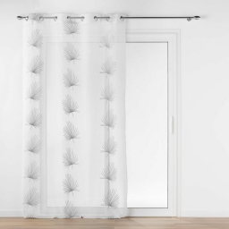 Voilage a oeillets 140 x 240 cm voile sabl&eacute; brod&eacute; Palmaris Gris