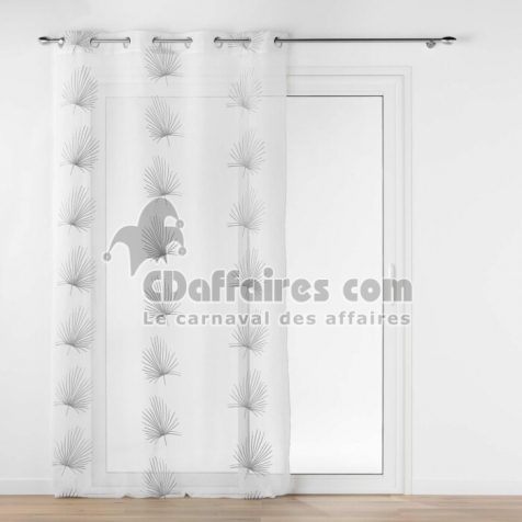 Voilage a oeillets 140 x 240 cm voile sabl&eacute; brod&eacute; Palmaris Gris