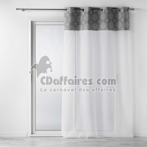 Voilage a oeillets 140 x 240 cm voile sable+ haut coton Sibel Gris