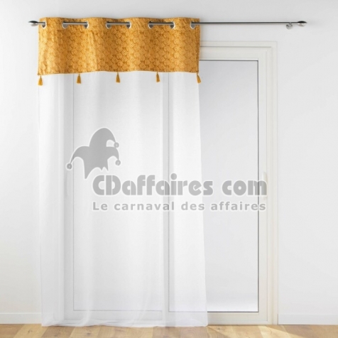 Voilage a oeillets 140 x 240 cm voile sabl&eacute; + haut velours Evie Ocre