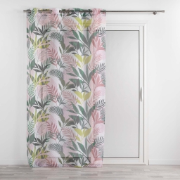 Voilage a oeillets 140 x 240 cm voile sabl&eacute; imprim&eacute; Assana Rose
