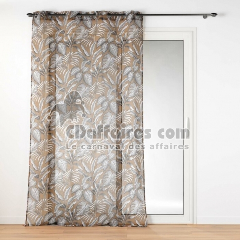 Voilage a oeillets 140 x 240 cm voile sabl&eacute; imprim&eacute; Cabana Camel