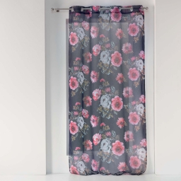 Voilage a oeillets 140 x 240 cm voile sable imprime flower life Prune
