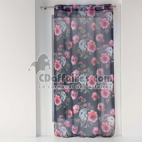 Voilage a oeillets 140 x 240 cm voile sable imprime flower life Prune