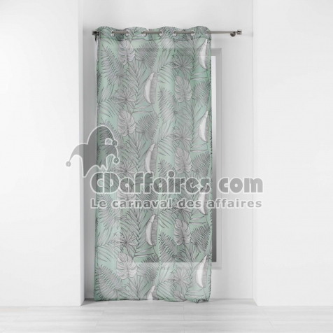 Voilage a oeillets 140 x 240 cm voile sabl&eacute; imprim&eacute; Majolica Menthe