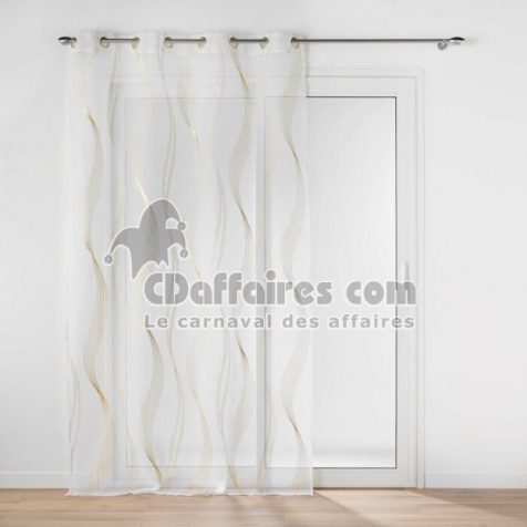 Voilage a oeillets 140 x 240 cm voile sabl&eacute;  imprim&eacute; metallis&eacute; Elona Or