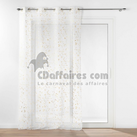 Voilage a oeillets 140 x 240 cm voile sabl&eacute;  imprim&eacute; metallis&eacute; Flessia Or