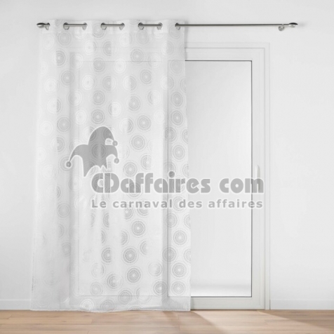 Voilage a oeillets 140 x 240 cm voile sabl&eacute;  imprim&eacute; metallis&eacute; Lison Argent