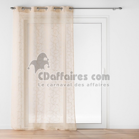 Voilage a oeillets 140 x 240 cm voile sable imprime metallise louxor Beige
