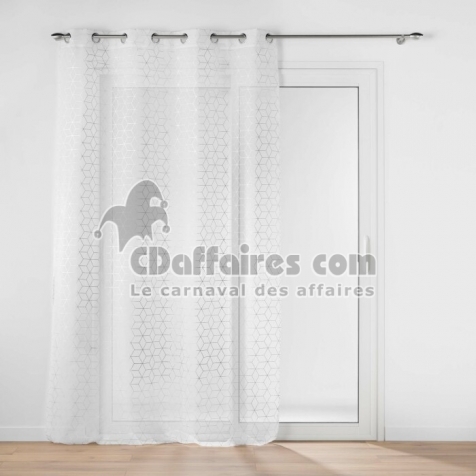 Voilage a oeillets 140 x 240 cm voile sabl&eacute;  imprim&eacute; metallis&eacute; Milo Argent