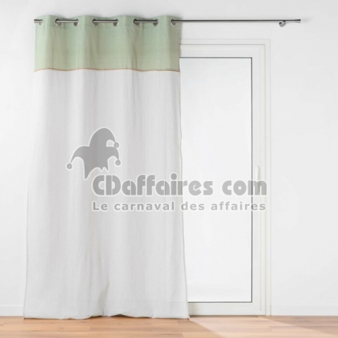 Voilage a oeillets 140 x 240 cm voile sabl&eacute; + jute Janara Sauge