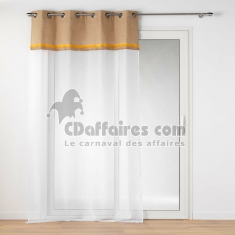 Voilage a oeillets 140 x 240 cm voile sabl&eacute; + jute Malory Jaune