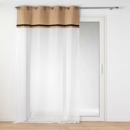 Voilage a oeillets 140 x 240 cm voile sabl&eacute; + jute Malory Noir