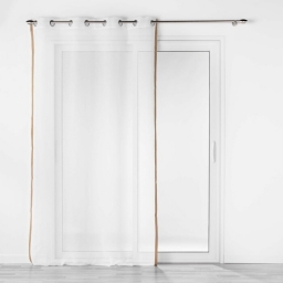 Voilage a oeillets 140 x 240 cm voile sabl&eacute;  +jute Sarah Blanc