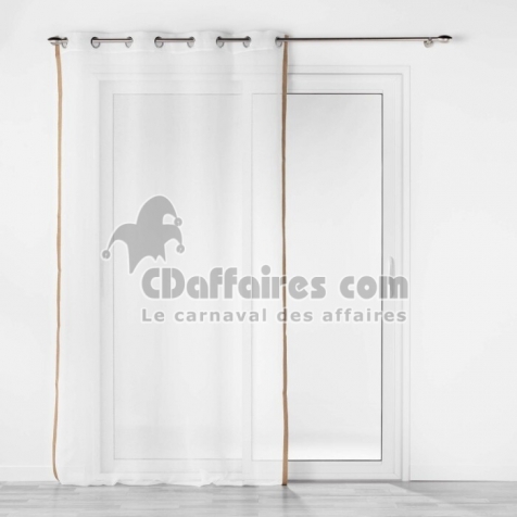 Voilage a oeillets 140 x 240 cm voile sabl&eacute;  +jute Sarah Blanc