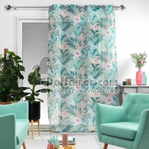 Voilage a oeillets 140 x 240 cm voile sabl&eacute;  Kelly Blanc