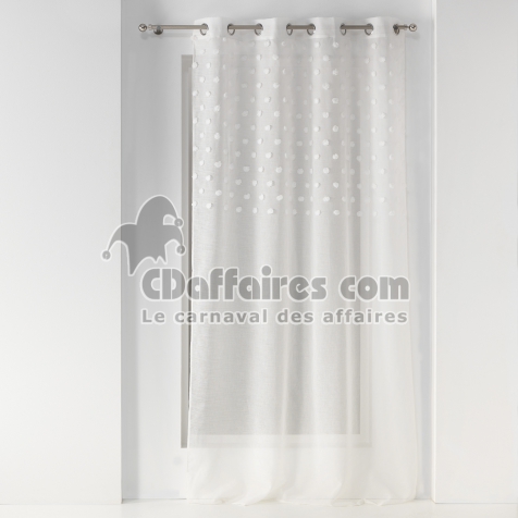 Voilage a oeillets 140 x 240 cm voile sabl&eacute; Melusine Blanc