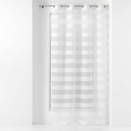 Voilage a oeillets 140 x 260 cm voile sabl&eacute; fils coup&eacute;s Lalina Blanc