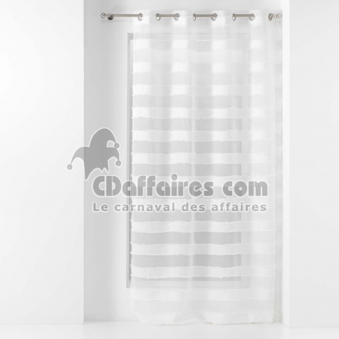 Voilage a oeillets 140 x 260 cm voile sabl&eacute; fils coup&eacute;s Lalina Blanc