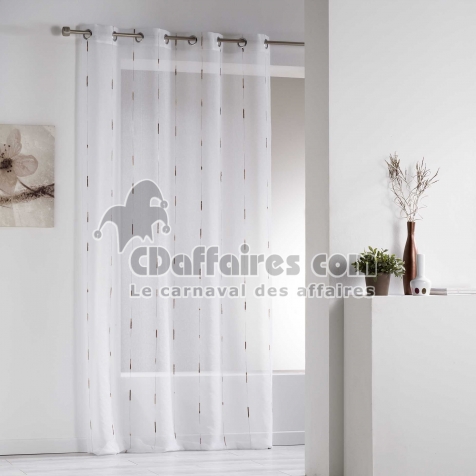 Voilage a oeillets 140 x 280 cm voile sabl&eacute; fils chenille chenilla Naturel