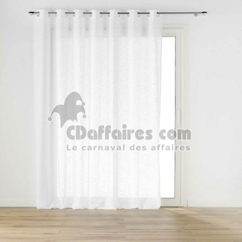 Voilage a oeillets 240 x 240 cm effet lin tiss&eacute; Haltona Blanc