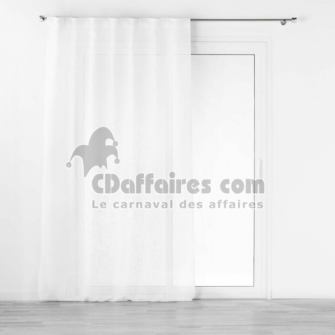 Voilage a passants caches 140 x 240 cm effet lin tisse Haltona Blanc
