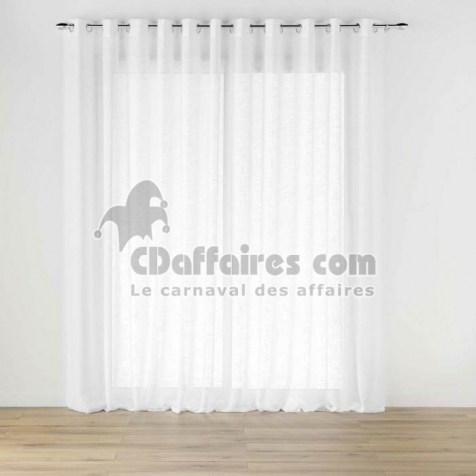 Voilage baie vitr&eacute;e 400 x 240 cm effet lin tisse haltona Blanc