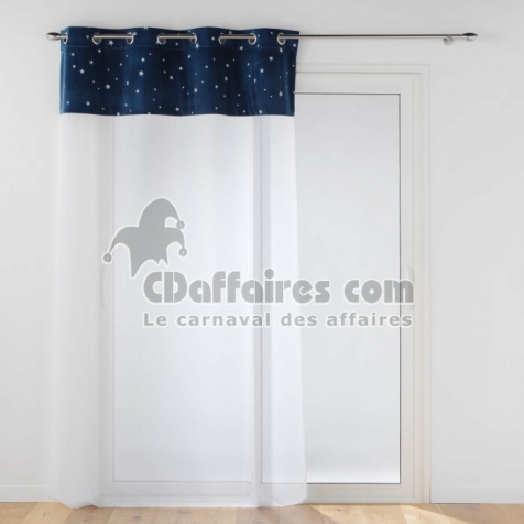 Voilage grande hauteur a oeillets 140 x 280 cm Velours phosphorescent Moonlight Bleu