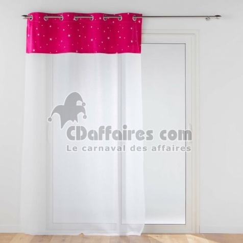 Voilage grande hauteur a oeillets 140 x 280 cm Velours phosphorescent Moonlight Fuchsia