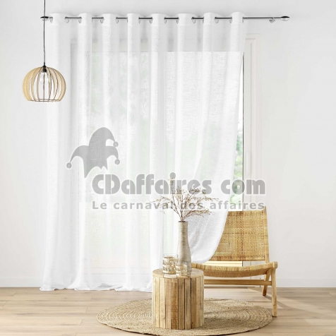 Voilage grande largeur  300 x 240 cm effet lin tisse haltona Blanc