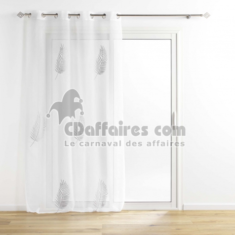 Voilage sablé  140 x 240 cm brodé metallisé Palmeor Argent
