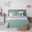Chemin de lit matelassé 80 x 180 cm microfibre bicolore Mellow chic Menthe/blanc, image n° 1