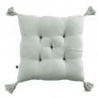 coussin capitonné 5 points avec pompons 40 x 40 cm gaze de coton unie gaïa eucalyptus, image n° 3
