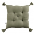 Coussin capitonné 5 points avec pompons gaze de coton 40 x 40 cm gaia romarin Kaki, image n° 1