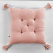 Coussin capitonné 5 points avec pompons gaze de coton 40 x 40 cm gaïa rose pêche Rose, image n° 2