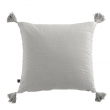 Coussin déhoussable avec pompons gaze de coton 40 x 40 cm nuage Gris, image n° 1