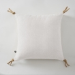 Coussin déhoussable avec pompons lin lavé 45 x 45 cm soline Blanc, image n° 1
