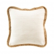 Coussin déhousssable passepoil 45 x 45 cm polycoton +jute Akina Naturel, image n° 1