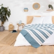 Couvre lit 1 personne 180 x 220 cm coton/polyester jacquard Abby Bleu, image n° 1