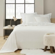Couvre lit 220 x 240 cm +2 taies  60x60  cm en velours relief/sherpa Mylene Naturel, image n° 1