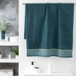 Drap de bain 90 x 150 cm éponge unie jacquard Belina Bleu, image n° 1