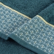 Drap de bain 90 x 150 cm éponge unie jacquard Belina Bleu, image n° 2