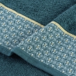 Drap de douche 70 x 130 cm éponge unie jacquard Belina Bleu, image n° 3