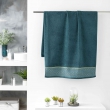 Drap de douche 70 x 130 cm éponge unie jacquard Belina Bleu, image n° 1