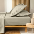 Drap housse 1 personne 90 x 190 cm coton bio 57 fils biolina Taupe, image n° 3