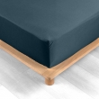 Drap housse 1 personne 90 x 190 cm percale uni 78 fils percaline Bleu Nuit, image n° 2