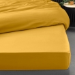 Drap housse 1 personne 90 x 190 cm percale uni 78 fils percaline Curry, image n° 1